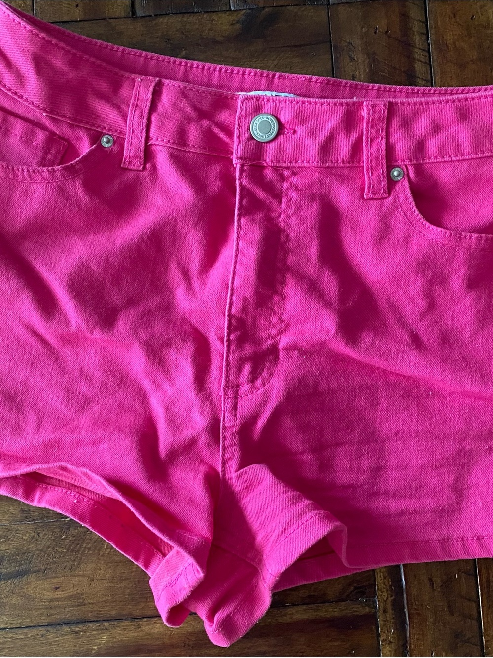 Blue Spice Hot Pink Denim Shorties
